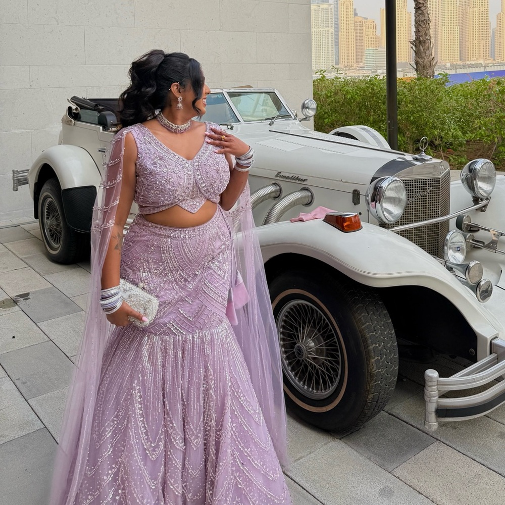 Elegant Lavender Beaded Lehenga Set